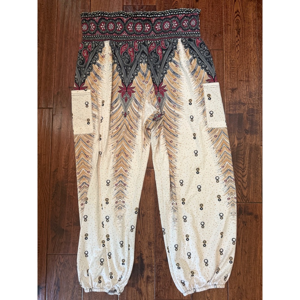 QIANXIZHAN Harem Pants Women 3XL Peacock Paisley Boho hippie Festival Joggers